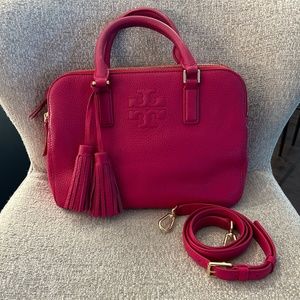 Tory Burch Small Thea Satchel Dark Pink/Red